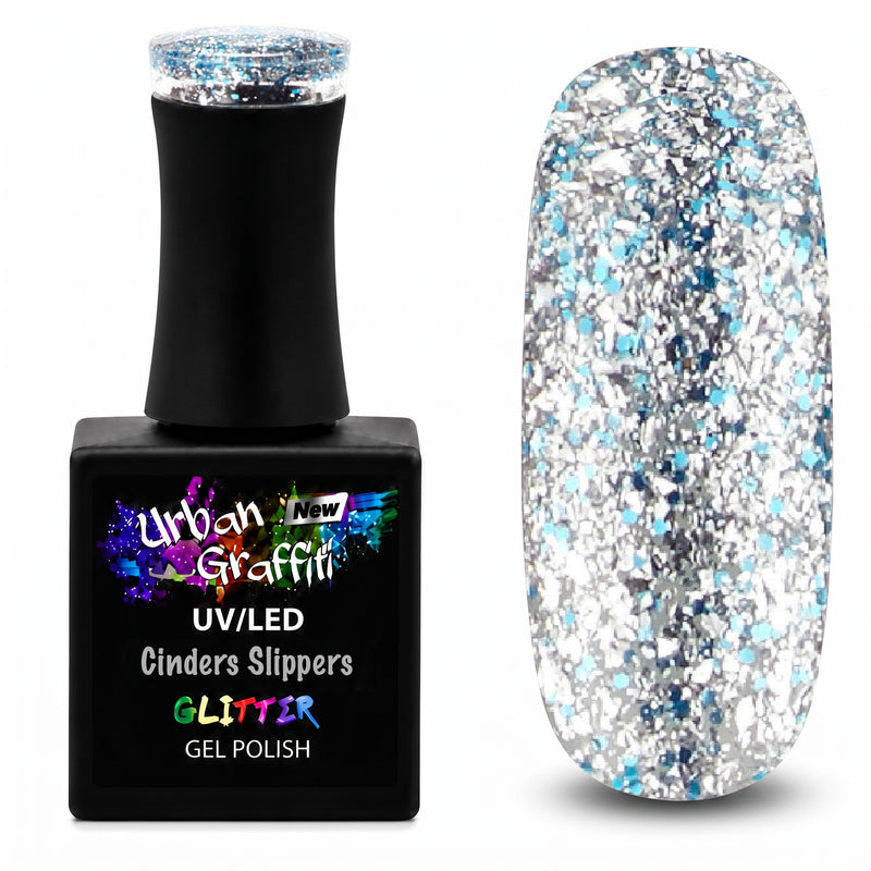 Cinders Slippers - UGGP-A0908 Urban Graffiti srebrno-plavi glitter lak 15 ml