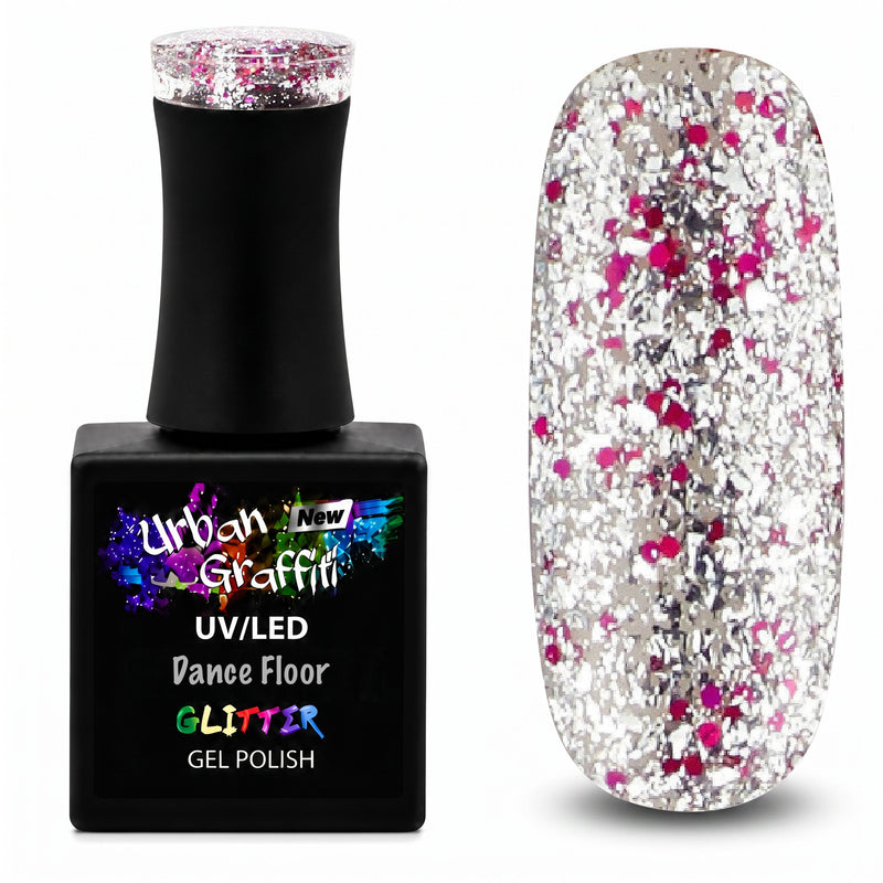 Dance Floor - UGGP-A0909 ružičasti i srebrni glitter gel lak Urban Graffiti 15 ml
