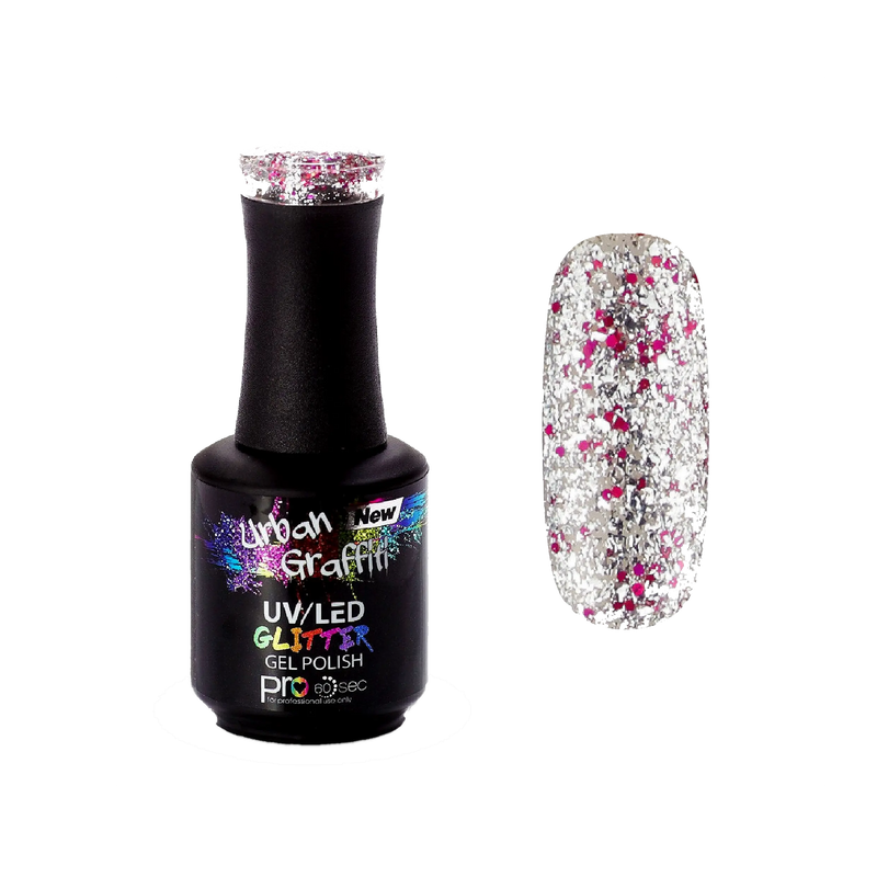 Plesni podij - UGGP-A0909 ružičasti i srebrni sjajni gel lak Urban Graffiti 15ml